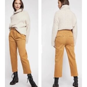 Free People Tan Ankle Cropped Pants